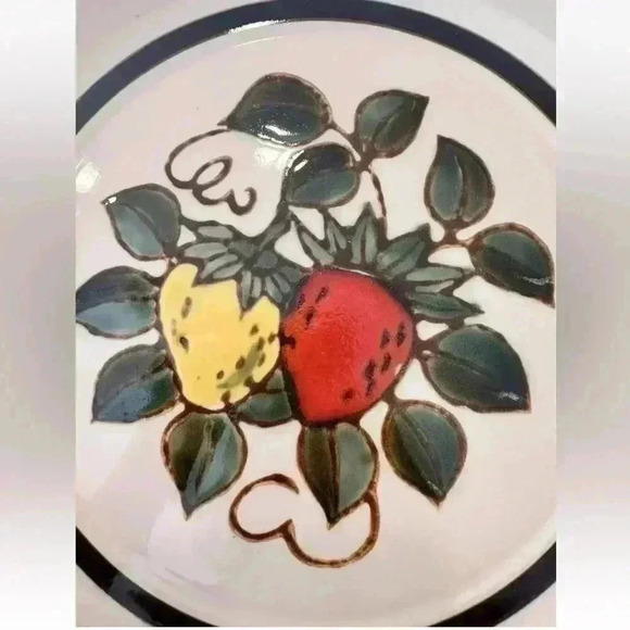 Vintage Sears Strawberries 12" Platter Stoneware Hand Painted - Picture 2 of 4